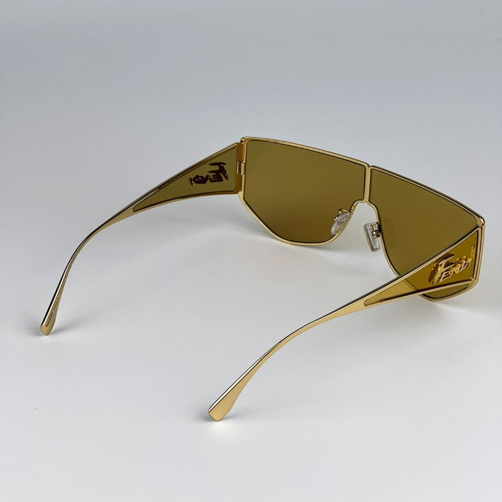 Fendi FE40051U 32G Sunglasses Shiny Gold Solid Yellow Shield Unisex FE 40051U - Picture 10 of 14